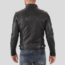 Load image into Gallery viewer, Hector Black Biker Leather Jacket - Shearling leather