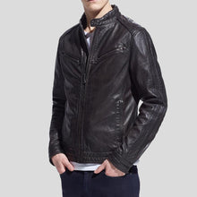 Load image into Gallery viewer, Hugo Black Biker Leather Jacket - Shearling leather