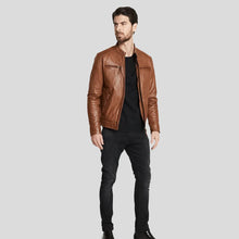 Load image into Gallery viewer, Ollie Brown Biker Leather Jacket - Shearling leather