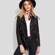 Load image into Gallery viewer, Sienna Black Biker Leather Jacket - Shearling leather