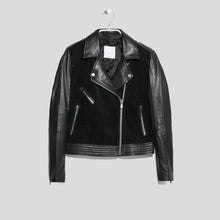 Load image into Gallery viewer, Mia Black Biker Leather Jacket - Shearling leather