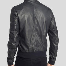 Load image into Gallery viewer, Lymo Black Bomber Leather Jacket - Shearling leather