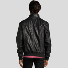 Load image into Gallery viewer, Mike Black Bomber Leather Jacket - Shearling leather