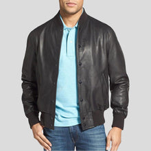 Load image into Gallery viewer, Rico Black Bomber Leather Jacket - Shearling leather