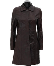 Load image into Gallery viewer, Dark Brown Leather Coat for Women With Removable Fur Hood