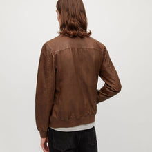 Load image into Gallery viewer, Mens Brown Lambskin Leather Bomber Jacket