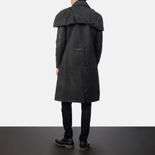 Load image into Gallery viewer, Mens Classic Black Sheepskin Leather Dustoer Coat