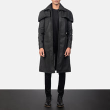 Load image into Gallery viewer, Mens Classic Black Sheepskin Leather Dustoer Coat