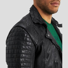 Load image into Gallery viewer, Dale Black Quilted Lambskin Leather Jacket - Shearling leather