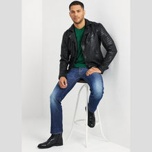 Load image into Gallery viewer, Dale Black Quilted Lambskin Leather Jacket - Shearling leather