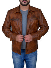 Load image into Gallery viewer, Men’s Distressed Brown Jacket - Shearling leather