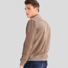 Load image into Gallery viewer, Rolf Grey Suede Bomber Leather Jacket - Shearling leather