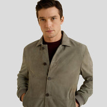 Load image into Gallery viewer, Oren Grey Suede Bomber Leather Jacket - Shearling leather
