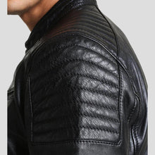 Load image into Gallery viewer, Lester Black Racer Leather Jacket - Shearling leather