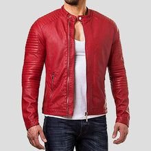 Load image into Gallery viewer, Mateo Red Quilted Leather Jacket - Shearling leather