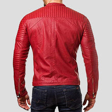 Load image into Gallery viewer, Mateo Red Quilted Leather Jacket - Shearling leather
