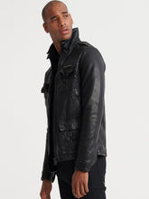 Load image into Gallery viewer, Black Leather Jacket - Shearling leather