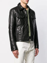 Load image into Gallery viewer, Black Leather Jacket - Shearling leather