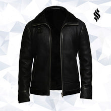 Load image into Gallery viewer, Men's Aviator Black B3 World War2 Real Shearling Sheepskin Flying Jacket - Shearling leather