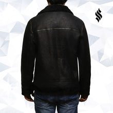 Load image into Gallery viewer, Men's Aviator Black B3 World War2 Real Shearling Sheepskin Flying Jacket - Shearling leather