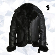 Load image into Gallery viewer, Men's Aviator Flying Jacket Real Shearling Sheepskin Toscana Flying Jacket Coat - Shearling leather