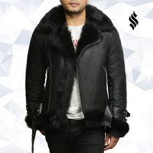 Load image into Gallery viewer, Men's Aviator Flying Jacket Real Shearling Sheepskin Toscana Flying Jacket Coat - Shearling leather