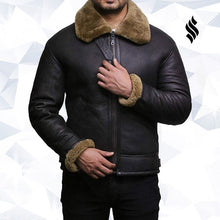 Load image into Gallery viewer, Men's Aviator RAF B3 shearling sheepskin Flying Bomber jacket - Shearling leather