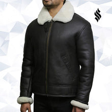 Load image into Gallery viewer, Men's Aviator RAF B3 shearling sheepskin Flying Bomber jacket - Shearling leather