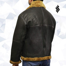 Load image into Gallery viewer, Men's Aviator Real Shearling Sheepskin Leather Bomber Flying Jacket - Shearling leather