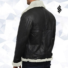 Load image into Gallery viewer, Men's Aviator Real Shearling Sheepskin Leather Flying Jacket - Shearling leather