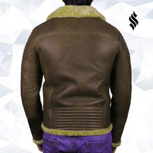 Load image into Gallery viewer, Men's Brown Sheepskin Flying Jacket - Shearling leather