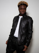 Load image into Gallery viewer, Black Leather Jacket - Shearling leather