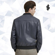 Load image into Gallery viewer, Men Faux Leather Bomber Jacket - Shearling leather