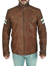 Load image into Gallery viewer, Classic Brown Leather Biker Jacket - Shearling leather