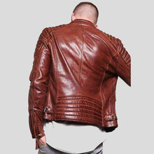 Load image into Gallery viewer, Fred Brown Leather Racer Jacket - Shearling leather
