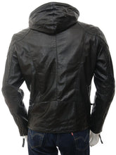Load image into Gallery viewer, Franc Black Hooded Leather Jacket - Shearling leather