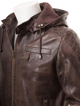 Load image into Gallery viewer, George Brown Removable Hooded Leather Jacket - Shearling leather