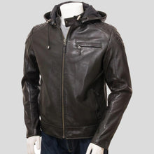 Load image into Gallery viewer, Jami Black Hooded Leather Jacket - Shearling leather