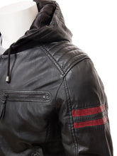 Load image into Gallery viewer, Jed Black Leather Jacket With Hood - Shearling leather