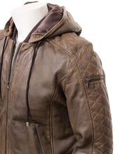 Load image into Gallery viewer, Rick Brown Removable Hooded Leather Jacket - Shearling leather