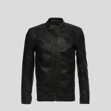 Load image into Gallery viewer, Drew Black Motorcycle Leather Jacket - Shearling leather