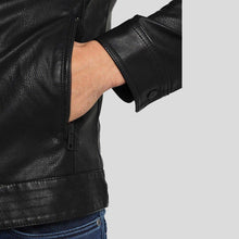 Load image into Gallery viewer, Drew Black Motorcycle Leather Jacket - Shearling leather