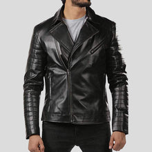 Load image into Gallery viewer, Elex Black Motorcycle Leather Jacket - Shearling leather