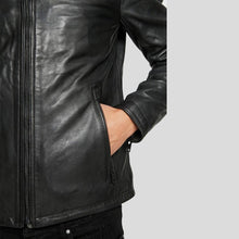 Load image into Gallery viewer, Gary Black Motorcycle Leather Jacket - Shearling leather