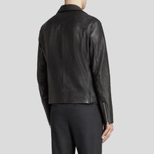 Load image into Gallery viewer, Connor Black Motorcycle Leather Jacket - Shearling leather