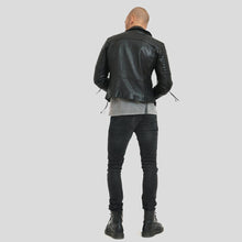 Load image into Gallery viewer, Dylan Black Motorcycle Leather Jacket - Shearling leather