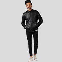 Load image into Gallery viewer, Elon Black Motorcycle Leather Jacket - Shearling leather