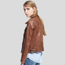 Load image into Gallery viewer, Emma Brown Motorcycle Leather Jacket - Shearling leather