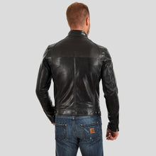 Load image into Gallery viewer, Evan Black Motorcycle Leather Jacket - Shearling leather