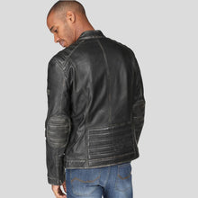 Load image into Gallery viewer, Lucas Black Motorcycle Leather Jacket - Shearling leather